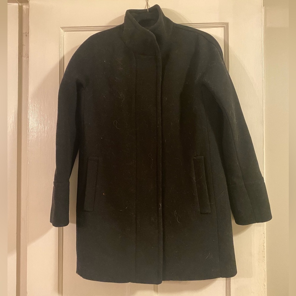 J. Crew Cocoon coat in stadium-cloth wool black size 4